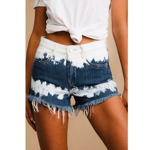 Blank NYC The Barrow Dark Wash Tie-Dye Vintage High-Rise Denim Shorts